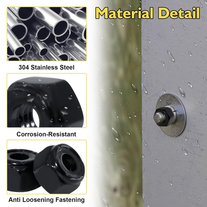 FOJOO 25 Pack 1/4"-20 Lock Nuts,Black Oxide 304 (A2-70) Stainless Steel Nylon Insert Locknuts Standard Inch Thread Nylock Nuts for Hardware, Machinery, Automotive, Furniture Repair - Image 4